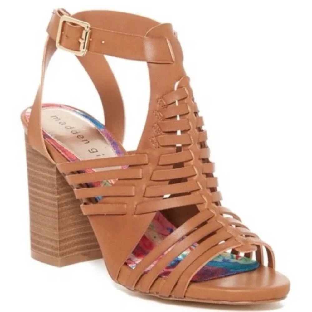 Madden Girl Remiie Heeled Gladiator Sandals Brown Size 8 Boho Festival Strappy